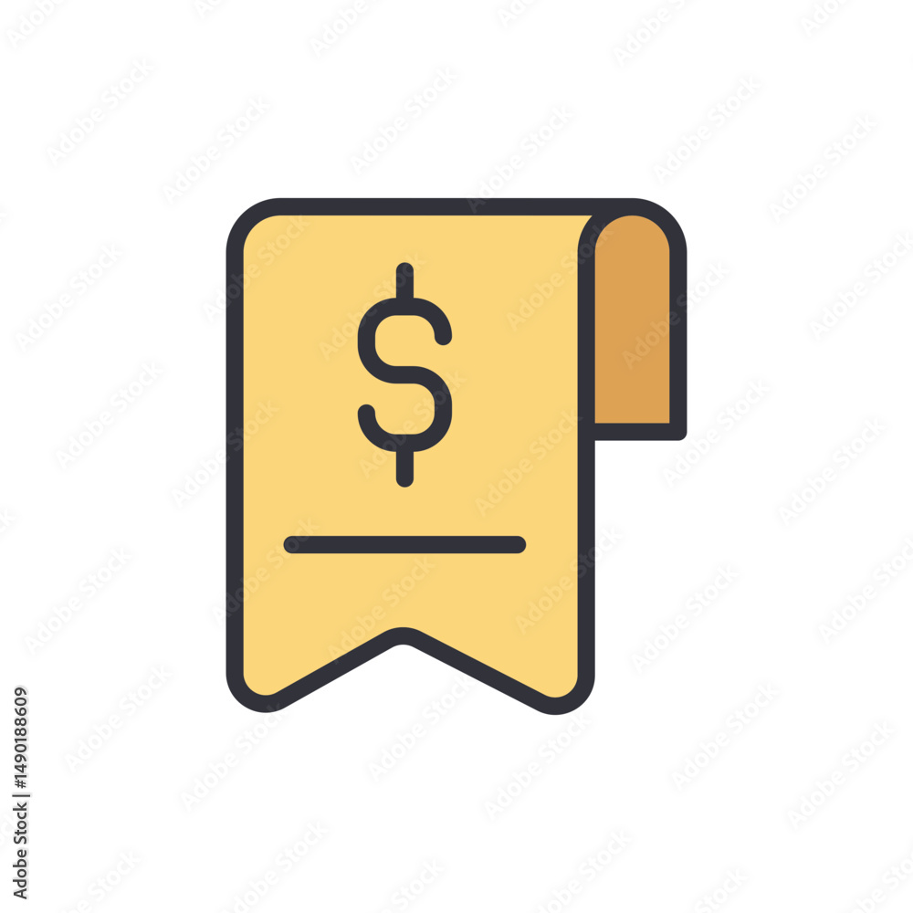 Stylish Financial Document Representation Featuring A Dollar Sign Icon Stylish Financial Document Representation Featuring A Dollar Sign Icon