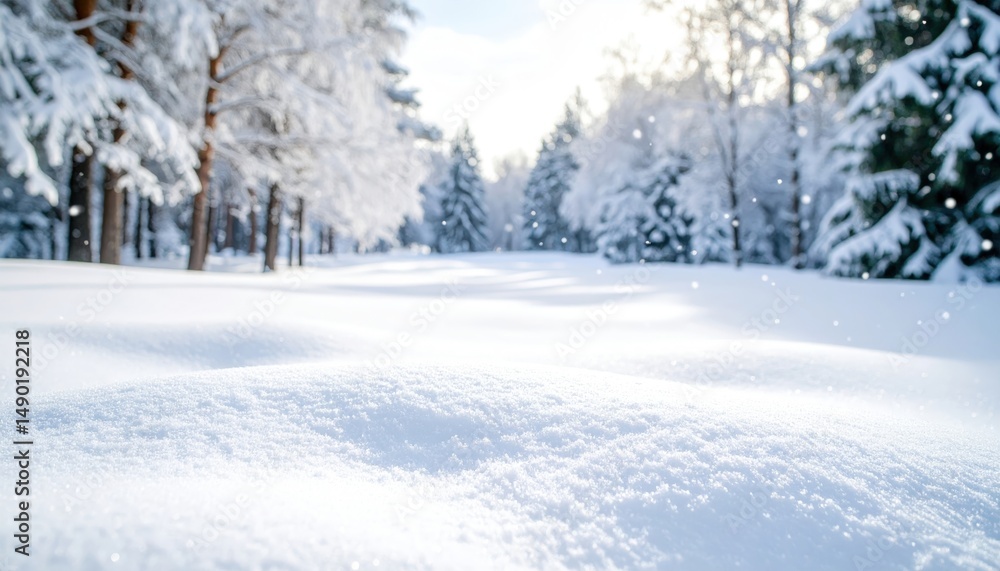 Winter Wonderland: A serene winter landscape unfolds, showcasing snow-covered trees and grounds under the soft glow of sunlight, creating a breathtaking panorama of the cold season. Winter Wonderland: A serene winter landscape unfolds, showcasing snow-covered trees and grounds under the soft glow of sunlight, creating a breathtaking panorama of the cold season.
