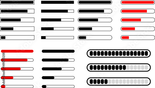 loading bar icon. Download progress. Collection Loading status. Retro Progress Bars. loading bar progress