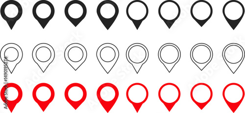 pin location icon set. Modern map markers. Map place marker. position symbol. place address navigation locator sign