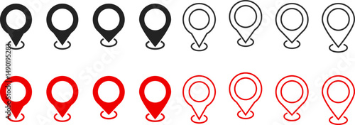 pin location icon set. Modern map markers. Map place marker. position symbol. place address navigation locator sign