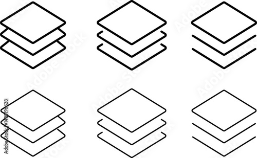 Layer icon set. symbols for architecture. Design technology. Depth of tiers, applied anywhere. Business Presentation

