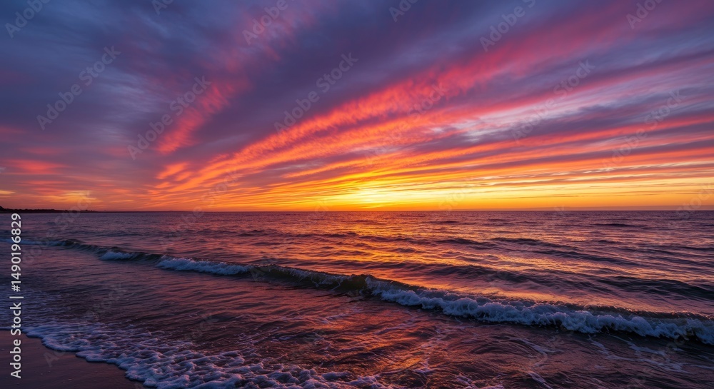 Fototapeta premium Sunset over tranquil beach