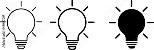 light bulb with bolt power energy icon set. light bulb representing ideas. innovative idea icons. thunderbolt sign. flash symbol design
