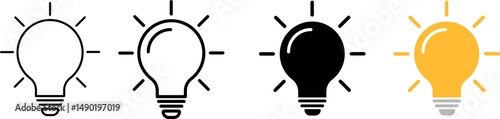 light bulb with bolt power energy icon set. light bulb representing ideas. innovative idea icons. thunderbolt sign. flash symbol design
