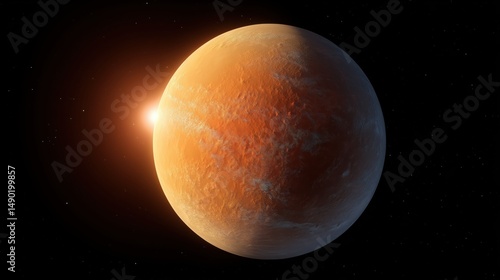 K2-18b, a potentially habitable exoplanet, rotating in the vast expanse of space, illuminated by its star