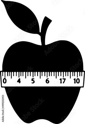Healthy Lifestyle: Apple & Measurement Silhouette vector