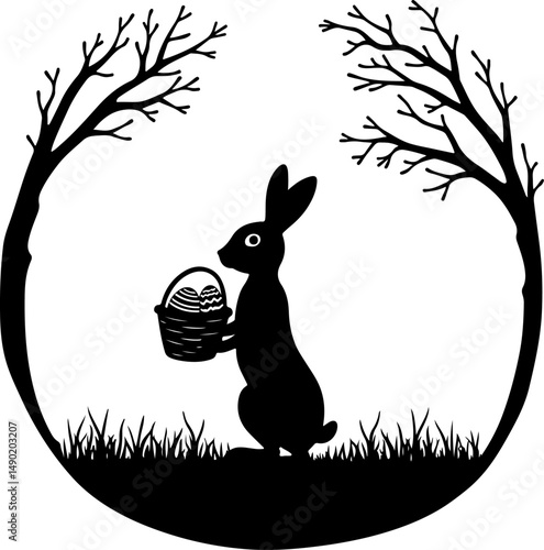 Happy Easter Bunny Wreath" Easter day vector 