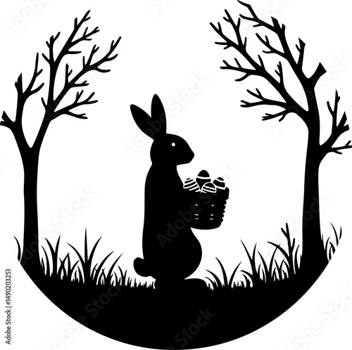 Happy Easter Bunny Wreath" Easter day vector 