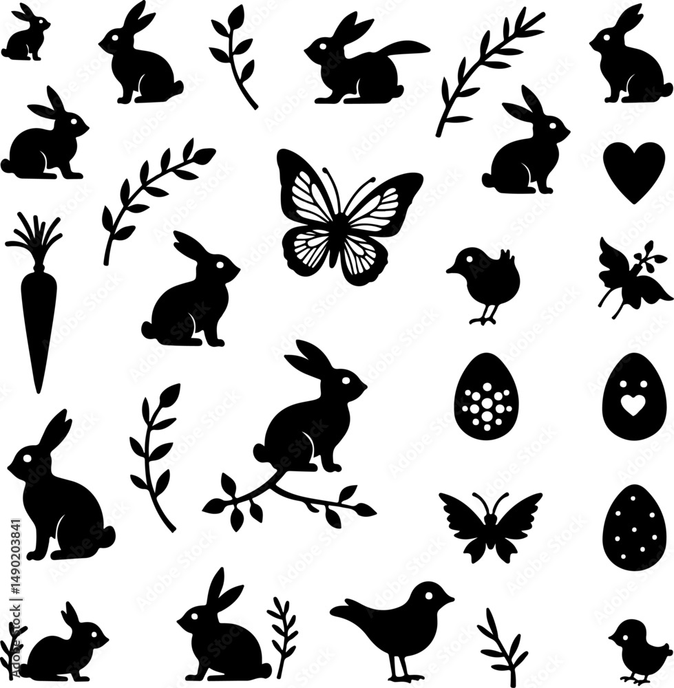 Naklejka premium Happy Easter Bunny Wreath