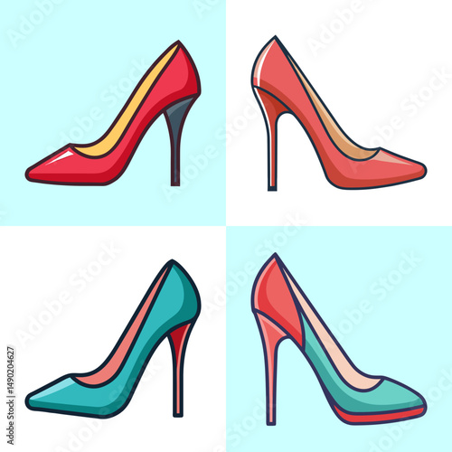 high heels flat illustration flat style