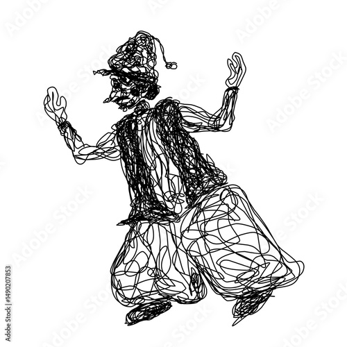 Dynamic Sufi Whirling Dervish Continuous Line Drawing