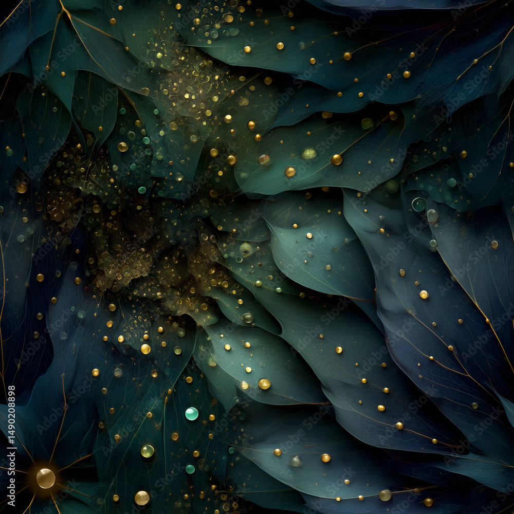 Obraz premium Seamless Fractal tile, blue and golds.