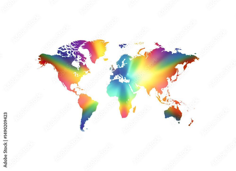 Obraz premium Glowing rainbow map