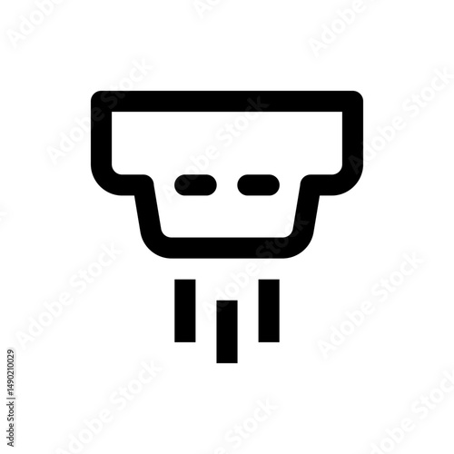 Illustration of a hand dryer with three vertical bars representing airflow and two sensor indicators