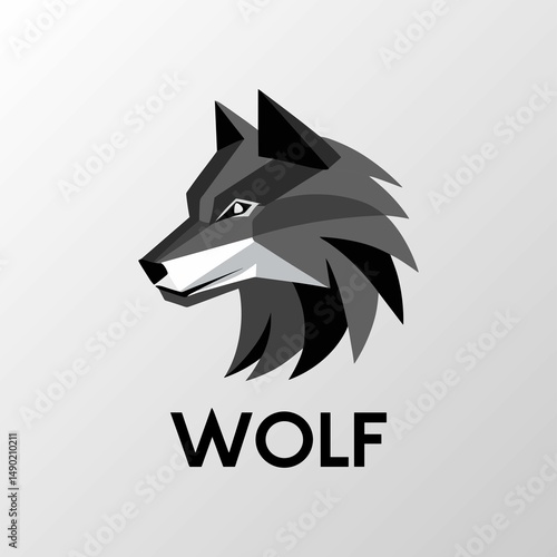 Stylized Blue Wolf Head Logo For Branding