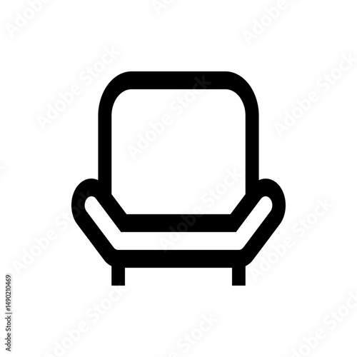 Illustration of a simple black outline of a couch with a high back and armrests on short legs design icon