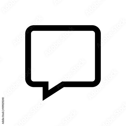 Outline of a rounded square speech bubble with a small triangular pointer for indicating the speaker