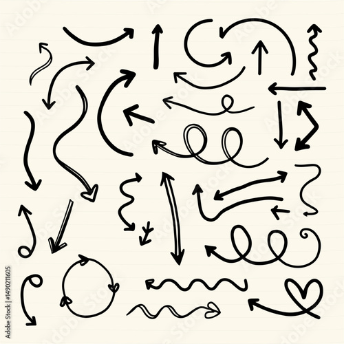 Collection Of Hand-Drawn Arrows In Various Directions