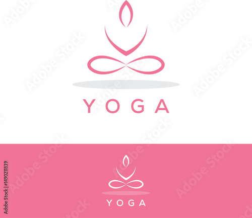 Minimalist Yoga Logo in Pink. Meditation Logo