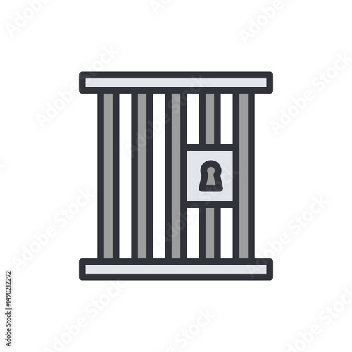 Stylized Depiction Of A Locked Cage Or Cell With Gray Bars