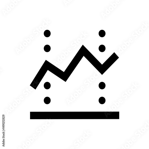 Black line zigzags between two vertical columns of dots above a horizontal bar on white background