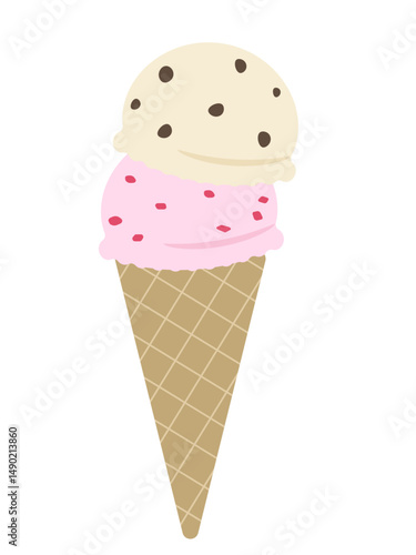チョコチップアイスとストロベリーアイスのイラスト素材