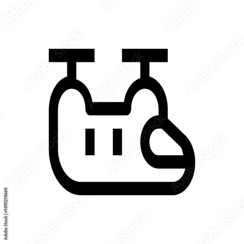 Illustration of a simplified black helicopter icon with two rotors and a rounded body design style
