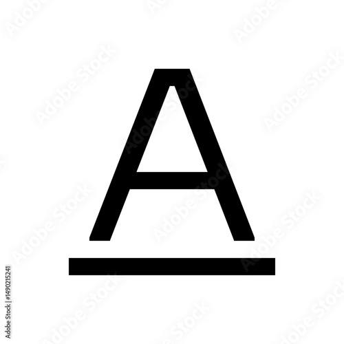 Illustration of a bold letter a in black with a thick line underneath on a white background simple design