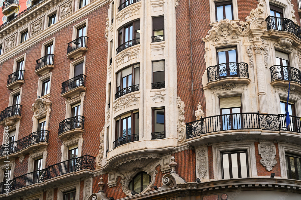Fototapeta premium Headquarters of the Bank of Valencia building detail, Valencia, Spain