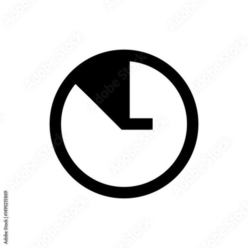 Illustration of a clock face with a short hand pointing to the left and top quarter shaded black