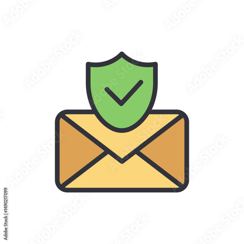 Secured Email Communication Represented By Envelope With A Shield Icon