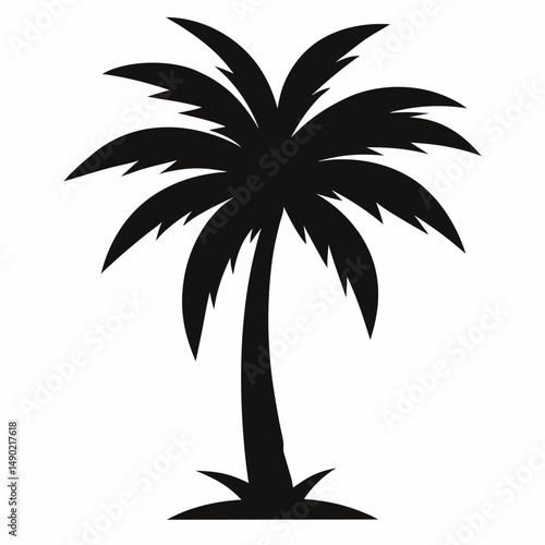 Date palm tree vector Silhouette on white background