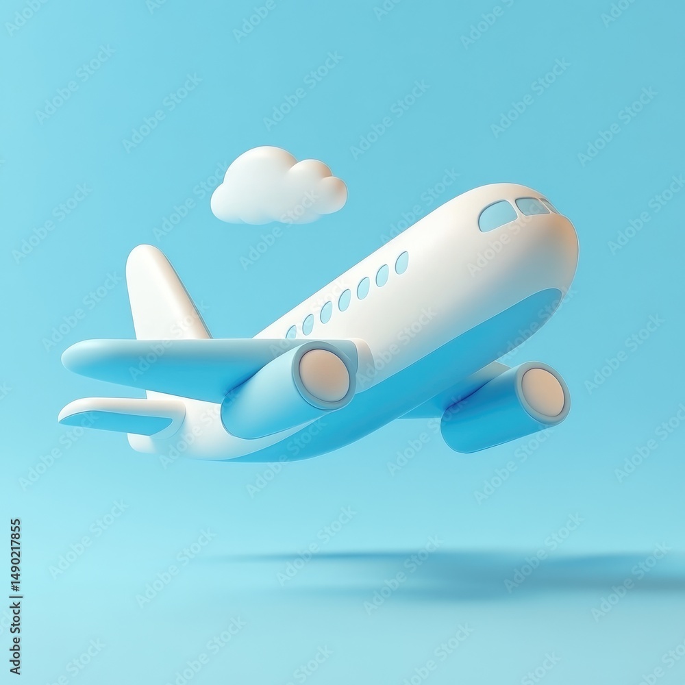 Simple, stylized airplane illustration against a pastel background. Simple, stylized airplane illustration against a pastel background.