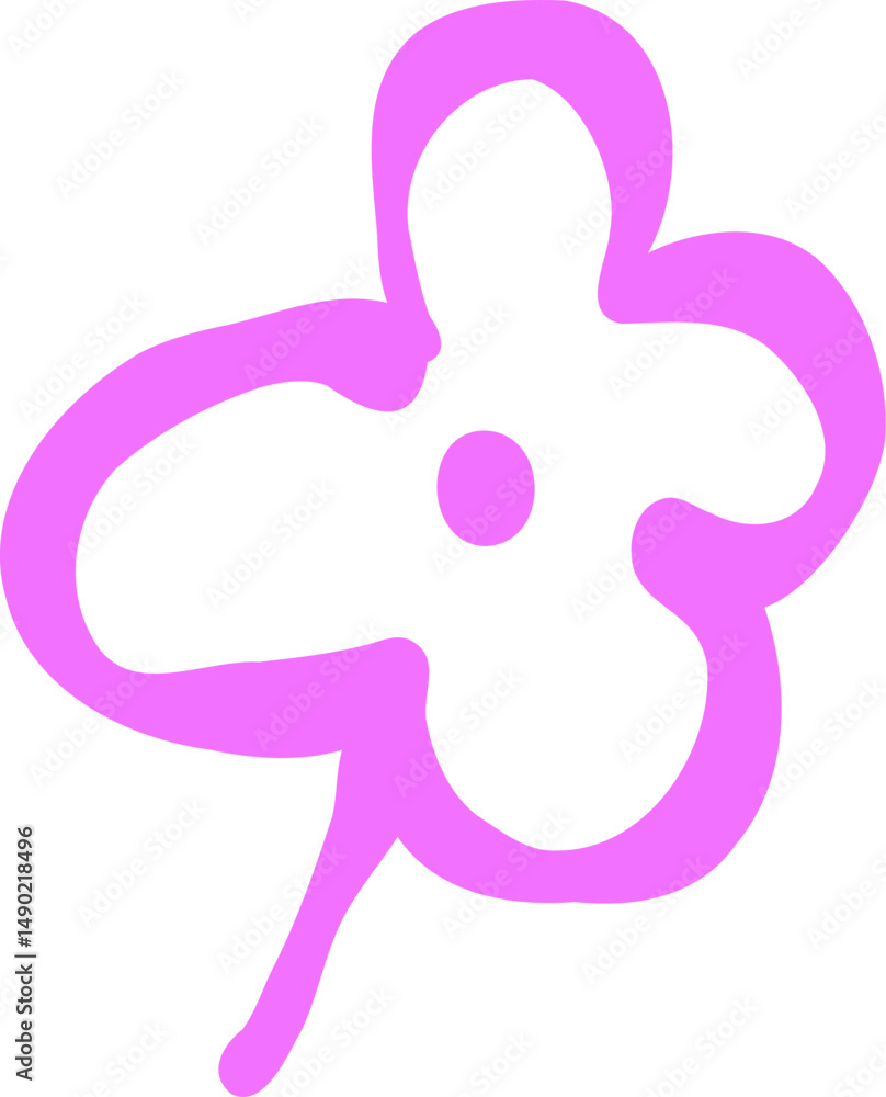 Fototapeta premium Flower Leafs Hand Drawn Neon Colors