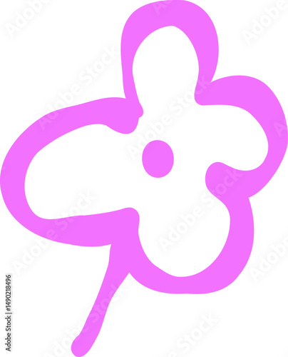 Flower Leafs Hand Drawn Neon Colors