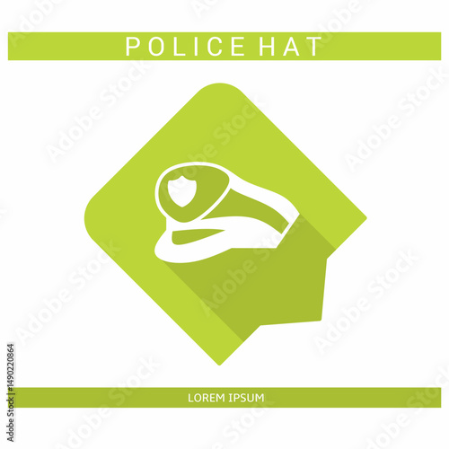 Design icon. Police hat icon symbol in flat. Police hat symbol design in flat with shadows. Stock vector.