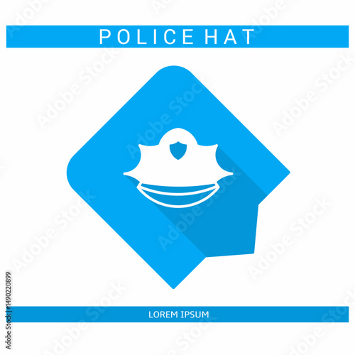 Design icon. Police hat icon symbol in flat. Police hat symbol design in flat with shadows. Stock vector.
