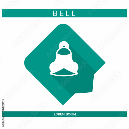 Design icon. Bell icon symbol in flat. Bell symbol design in flat with shadows. Stock vector.