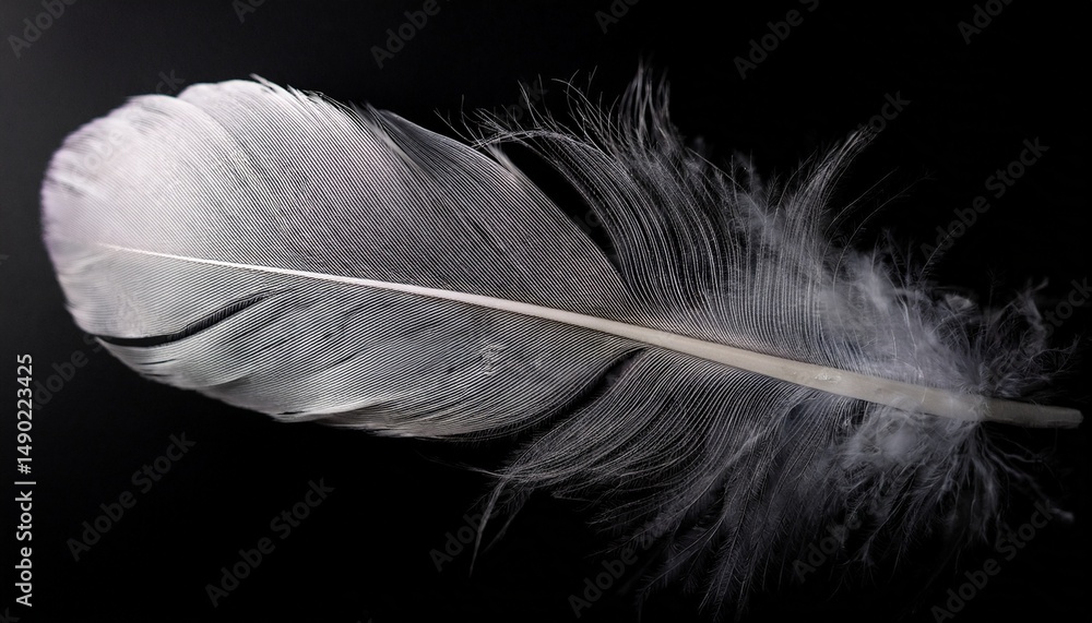 Obraz premium real photo of feathers white feathers in black background
