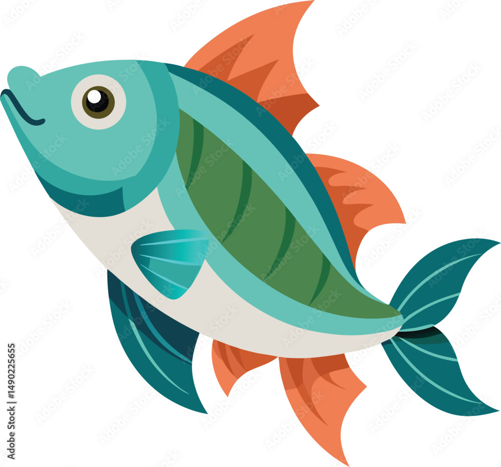 Obraz premium Colorful Fish vector illustration in white background 
