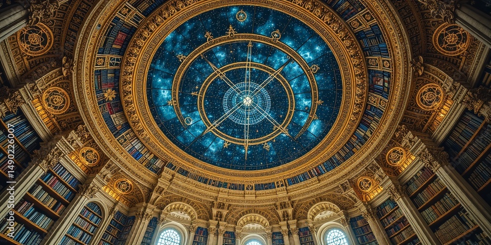 Obraz premium Celestial Library Observatory - Dreamlike Space