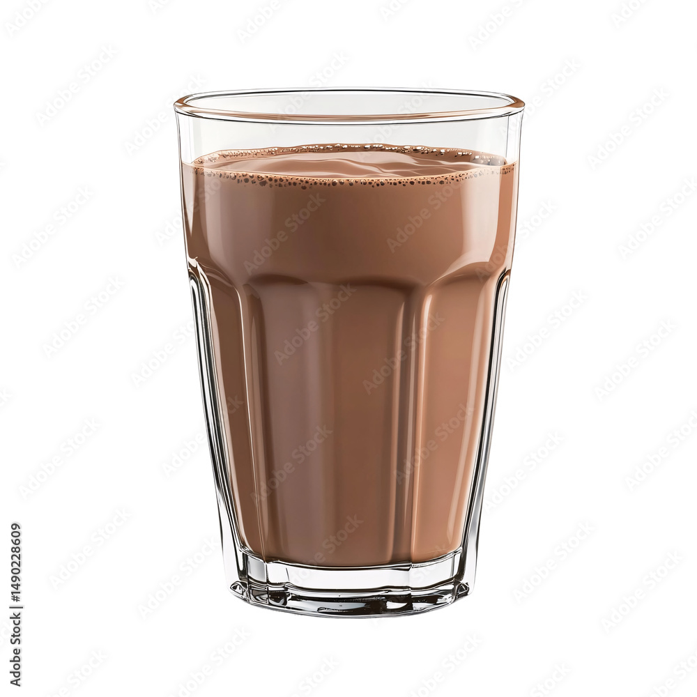 Cold chocolate milk or a brown milkshake in a glass isolated on a transparent background Cold chocolate milk or a brown milkshake in a glass isolated on a transparent background