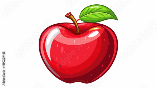 Fresh, vibrant red apple isolated on a clean white background, showcasing its smooth skin and natural color. Perfect for food-related visuals, healthy eating promotions, or fruit illustrations