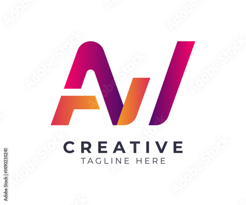 AV Lettermark Logo Design with Financial Growth Icon.