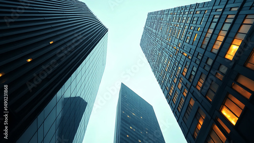 Wallpaper Mural abstract architecture and Modern architecture business building abstract curve line details steel facade background . Torontodigital.ca