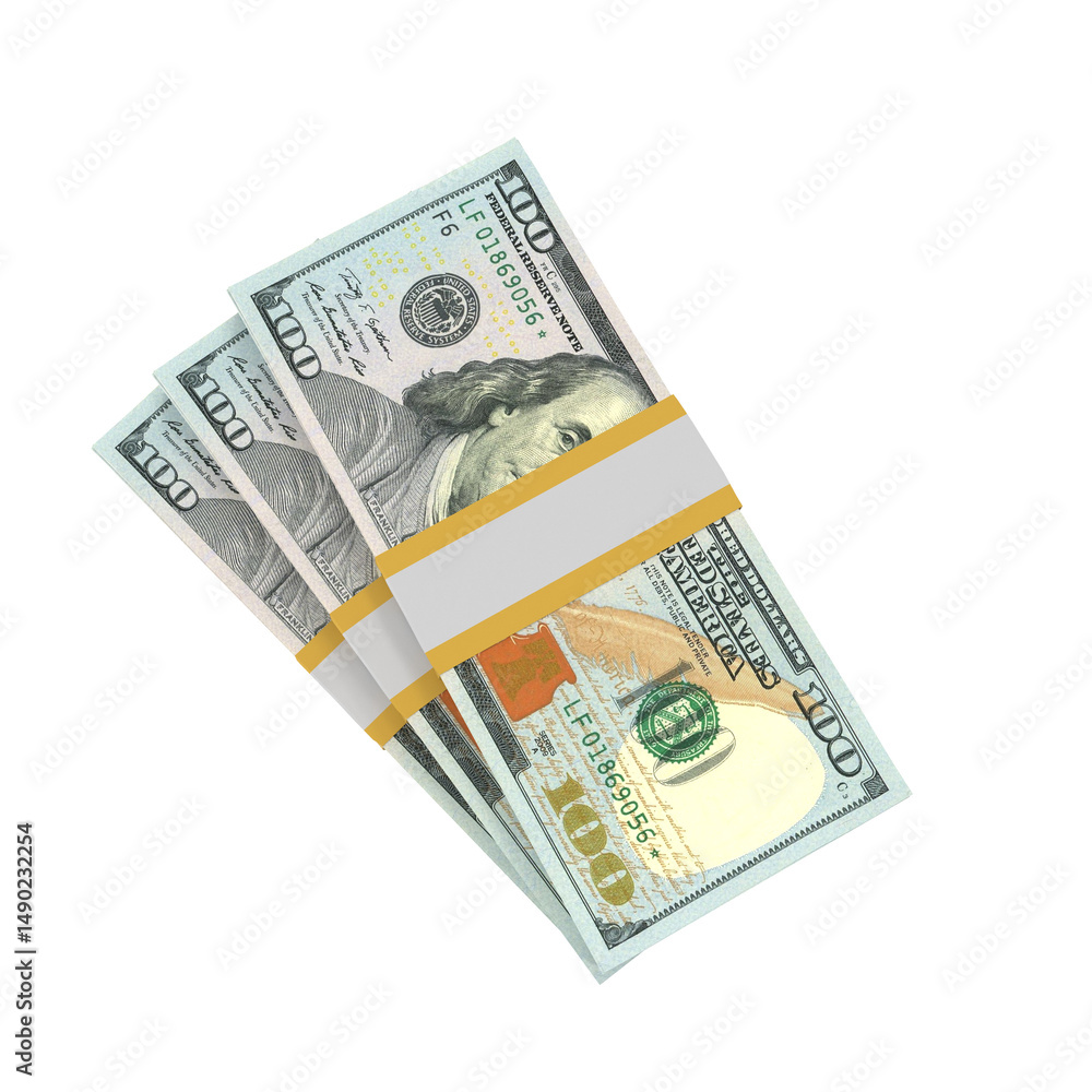 Transparent PNG 3D render of 100 dollar banknotes with realistic textures and lighting. Isolated on alpha background, ideal for finance, design, marketing, and visual presentations. Transparent PNG 3D render of 100 dollar banknotes with realistic textures and lighting. Isolated on alpha background, ideal for finance, design, marketing, and visual presentations.
