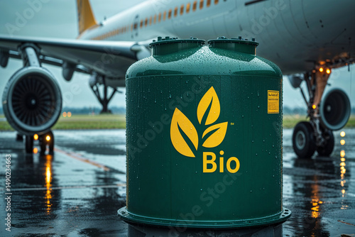 Green Aviation Fuel Concept Representing Sustainable Air Travel and Environmental Conservation
