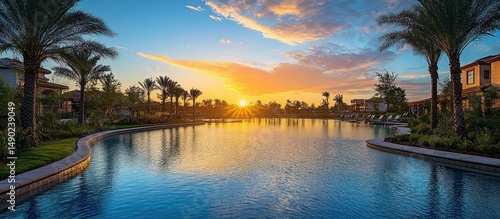 Tranquil Sunset Pool Oasis