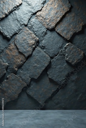 Dark Stone Wall Texture with Smooth Floor Surface Ideal for Backgrounds and Designs